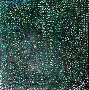 "Interwoven Green and black shaded Net Painting "