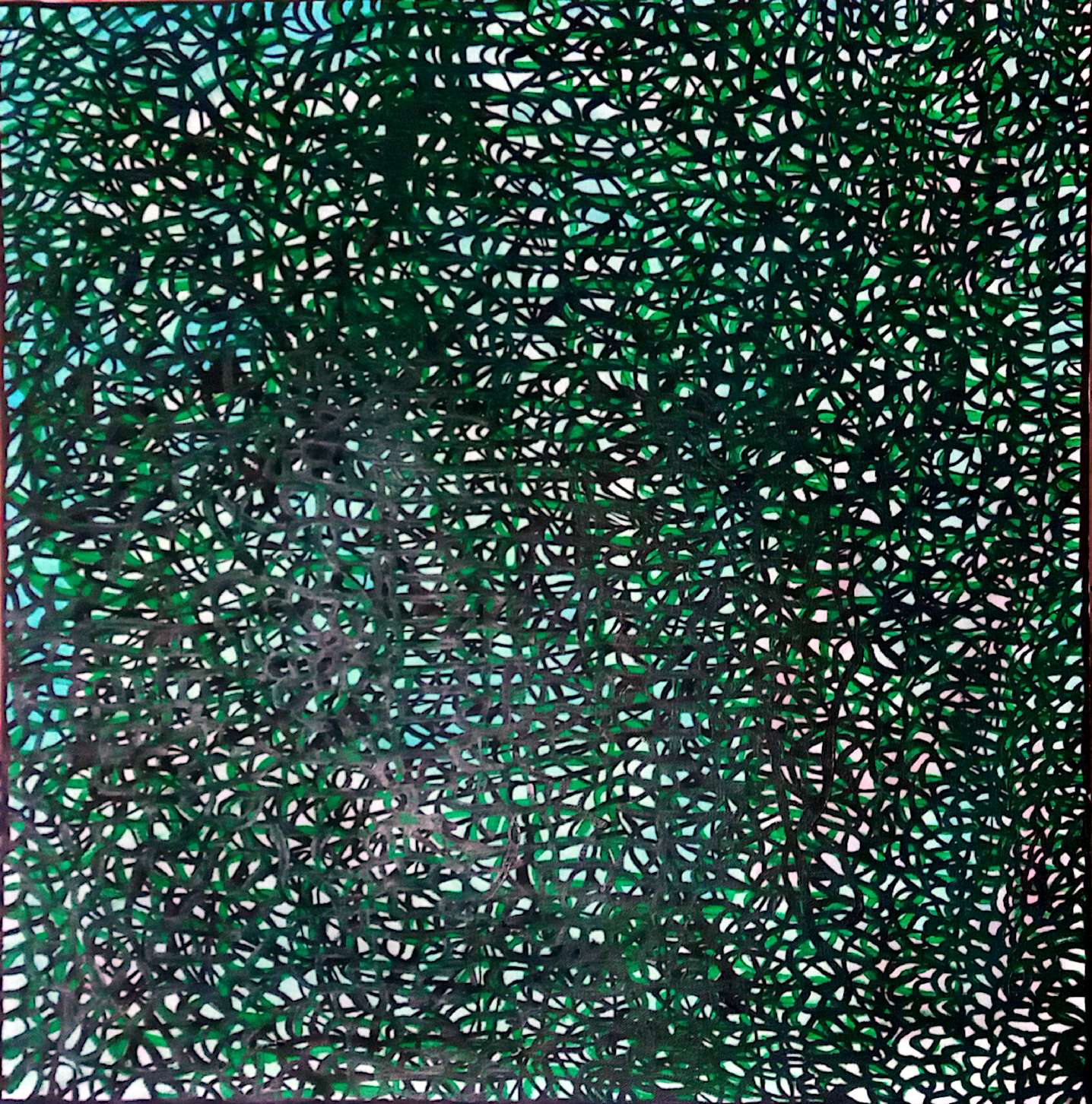 "Interwoven Green and black shaded Net Painting "